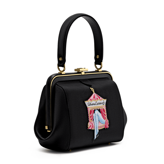 "Ira" satin and leather bag