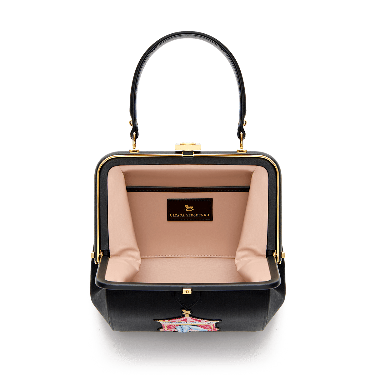 "Ira" satin and leather bag