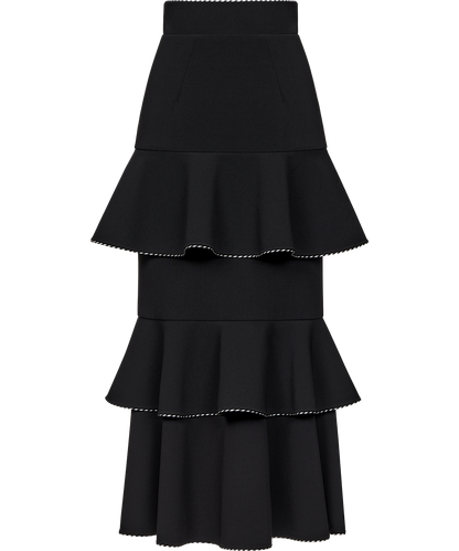 Midi skirt with ruffles made of wool
