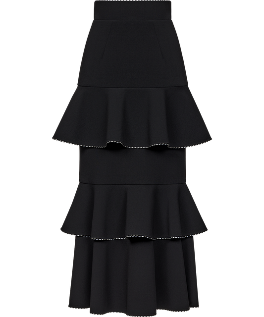 Midi skirt with ruffles made of wool