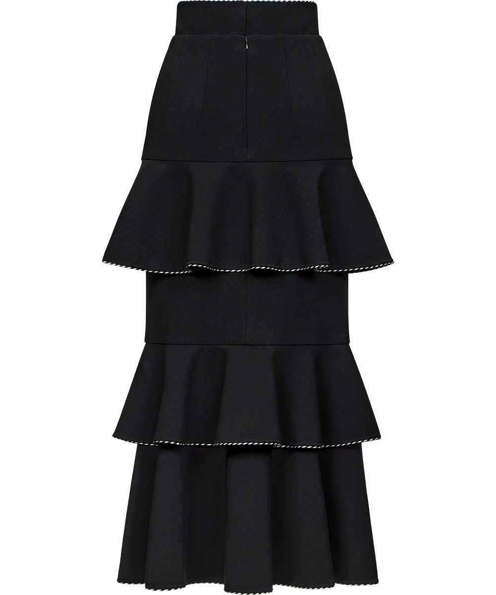 Midi skirt with ruffles made of wool