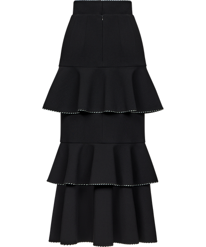 Midi skirt with ruffles made of wool