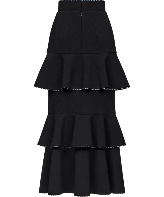 Midi skirt with ruffles made of wool