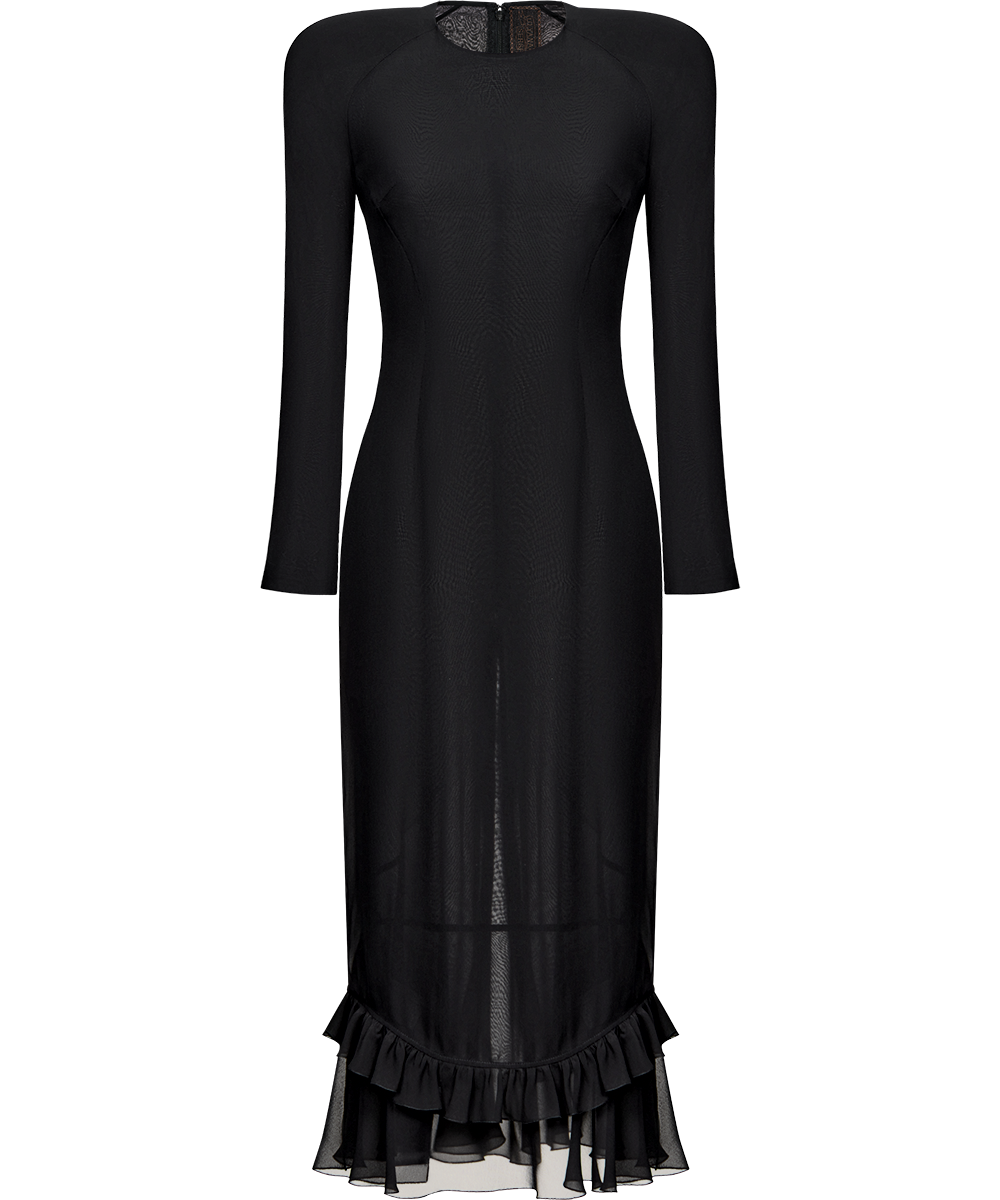 Silk chiffon midi dress