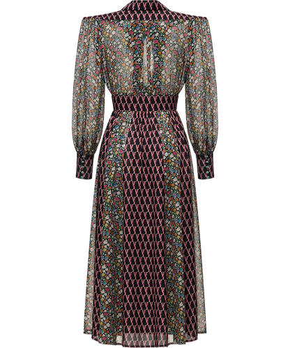 Silk chiffon and georgette dress with a signature print