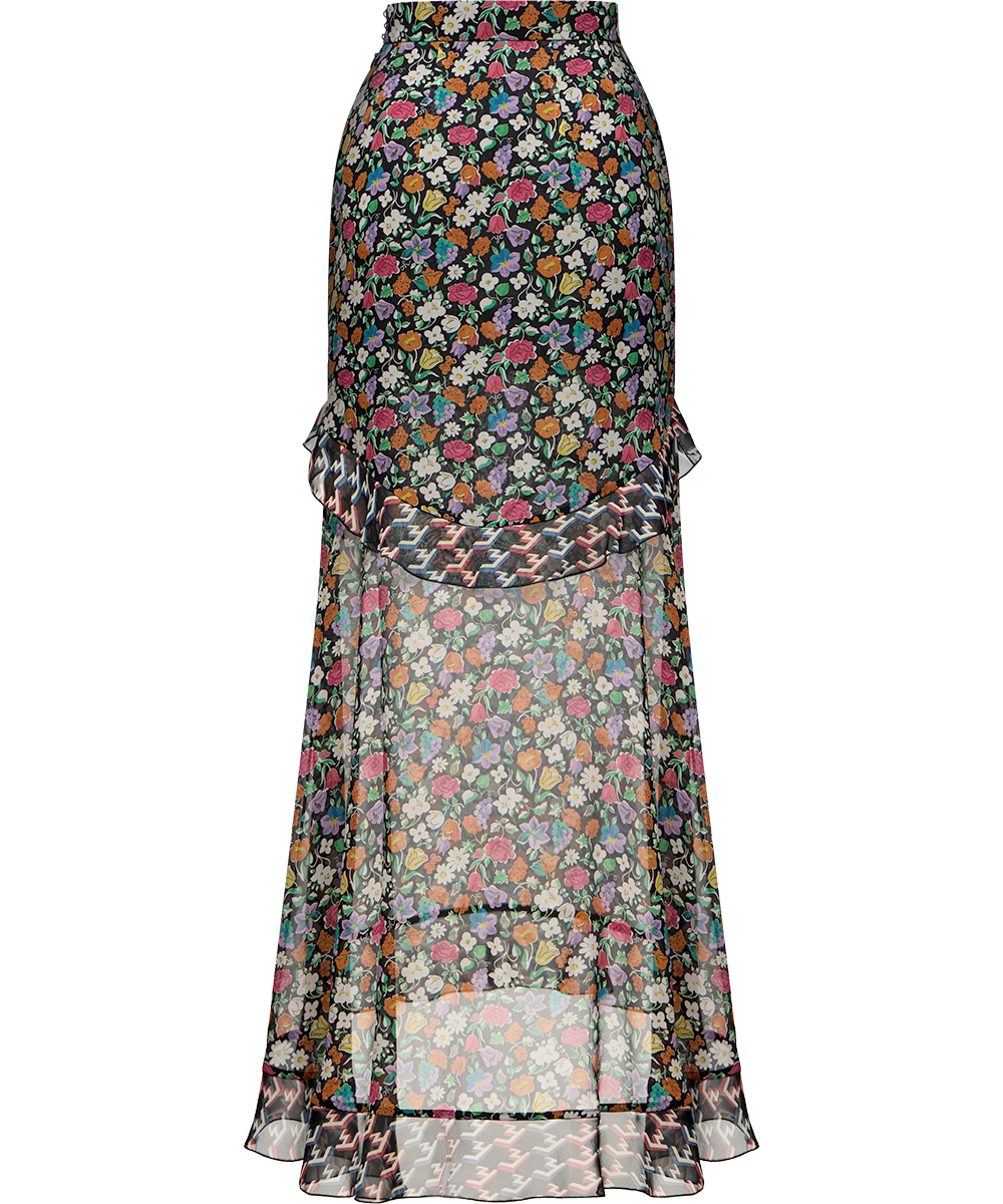 Silk midi skirt with a signature print