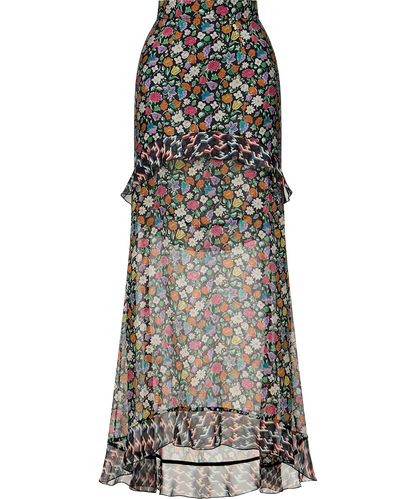 Silk midi skirt with a signature print