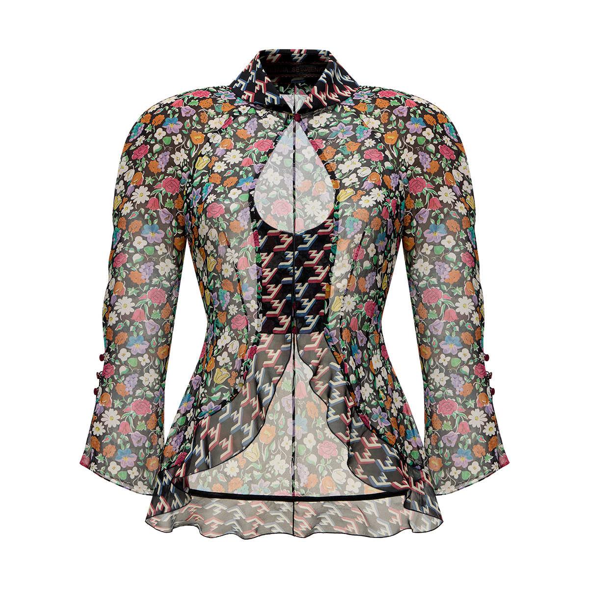 Silk blouse with a signature print