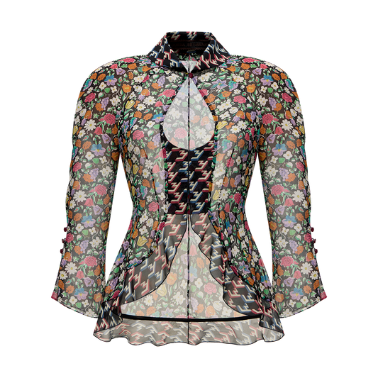 Silk blouse with a signature print