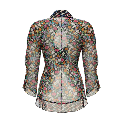 Silk blouse with a signature print