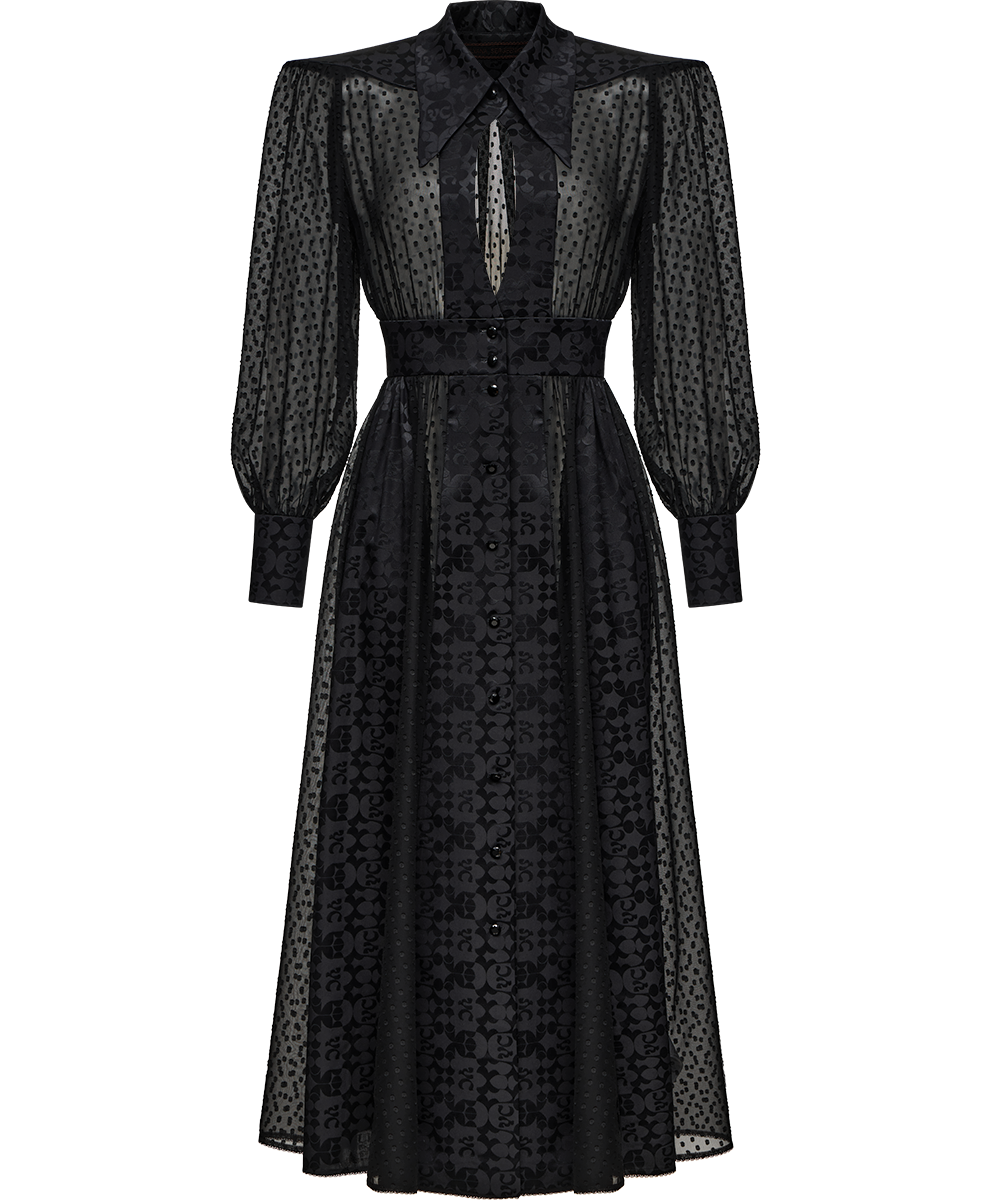 Silk fil coupé and jacquard dress