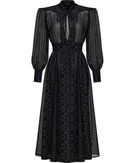 Silk fil coupé and jacquard dress
