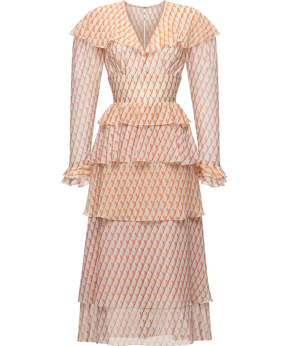 Silk chiffon dress with a signature print