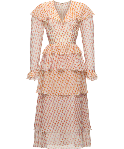 Silk chiffon dress with a signature print