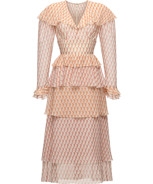 Silk chiffon dress with a signature print
