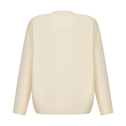 Cashmere cardigan with signature lace chevron