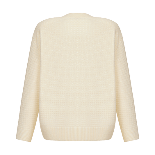 Cashmere cardigan with signature lace chevron