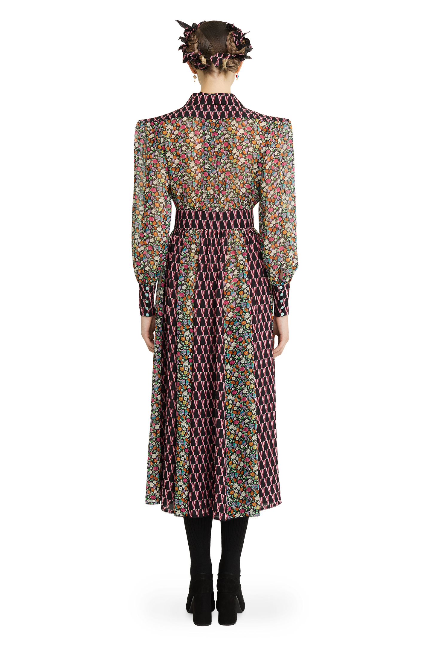 Silk chiffon and georgette dress with a signature print