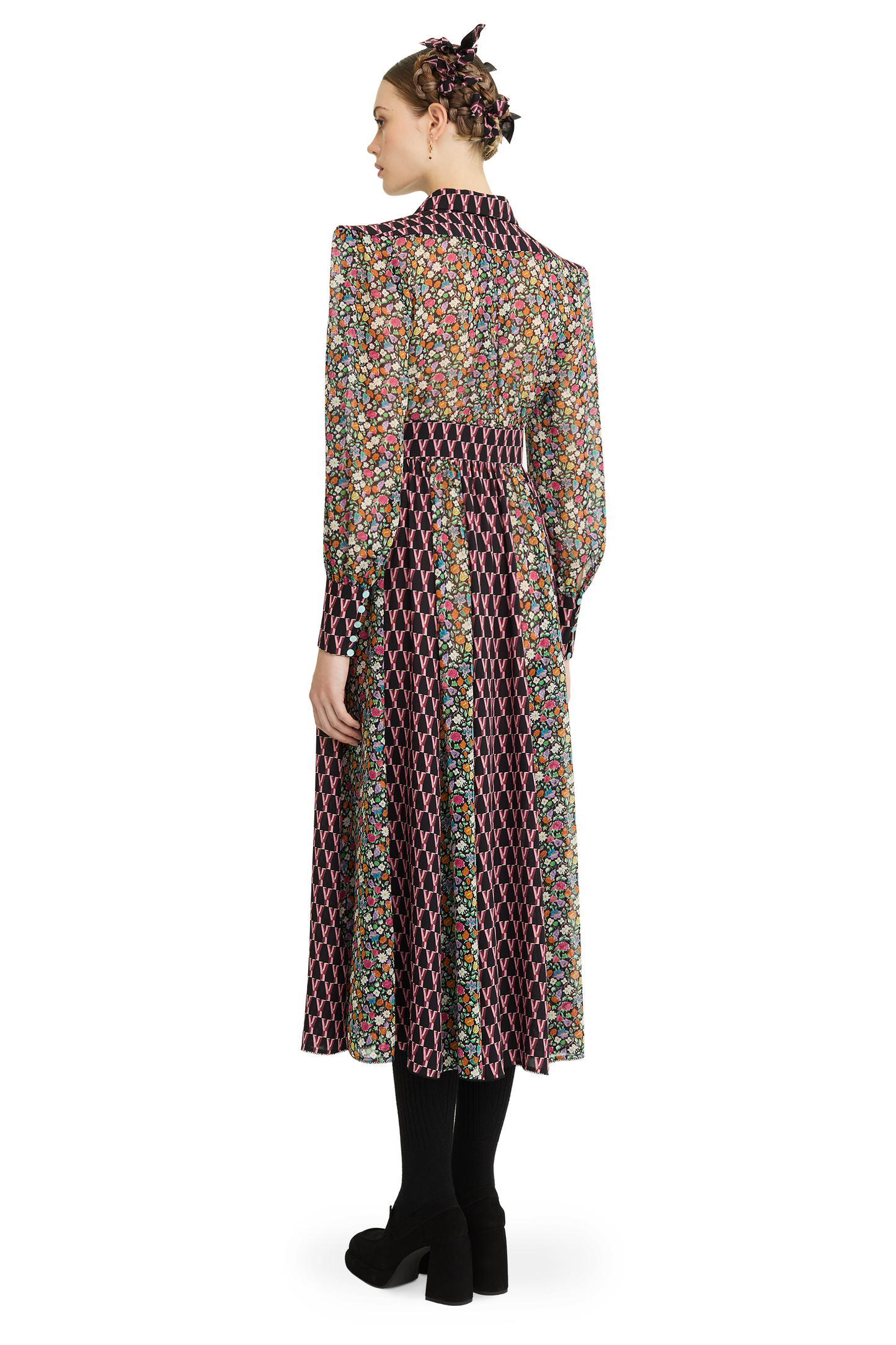Silk chiffon and georgette dress with a signature print