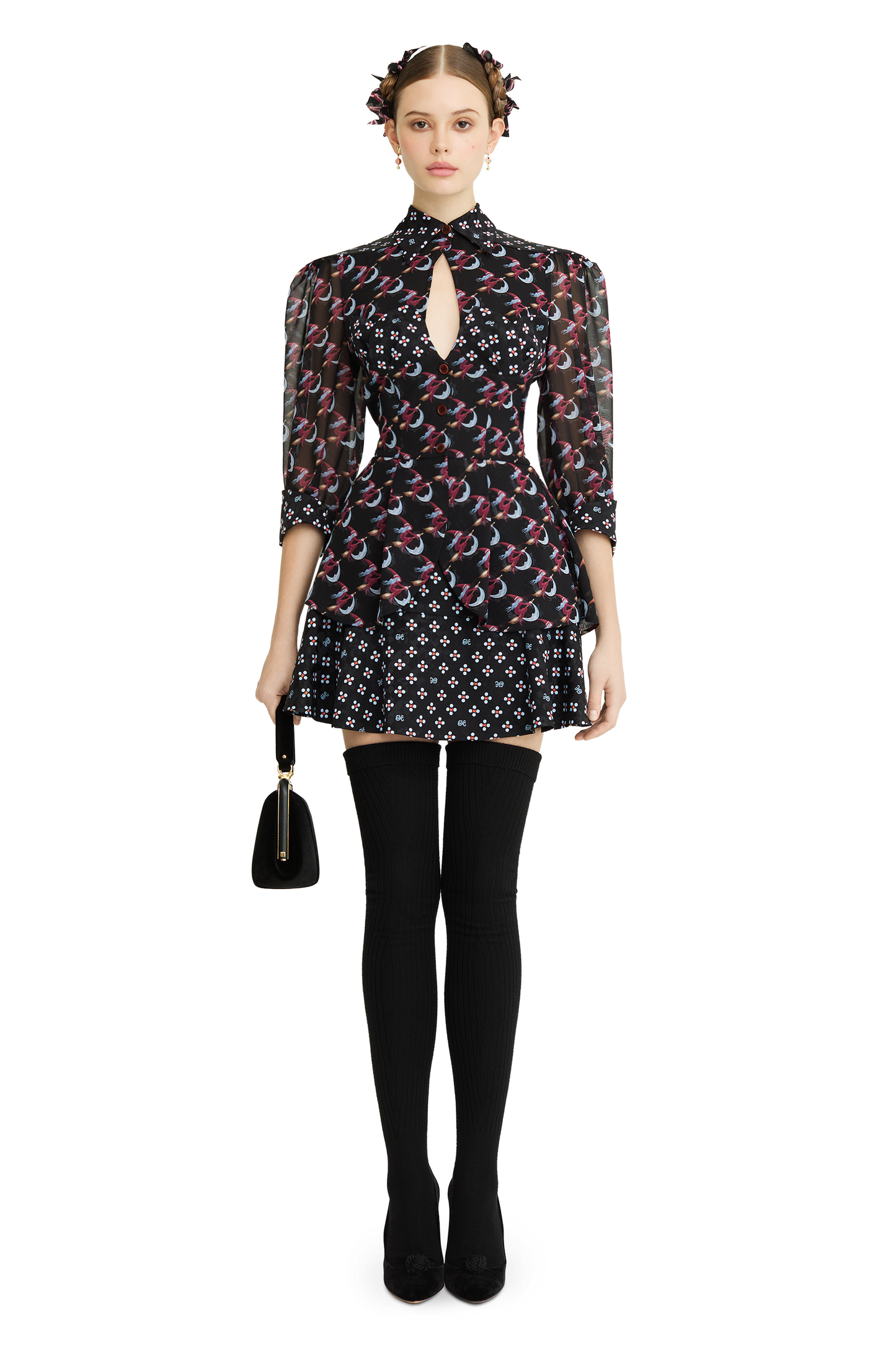 Mini skirt made of silk with a signature print