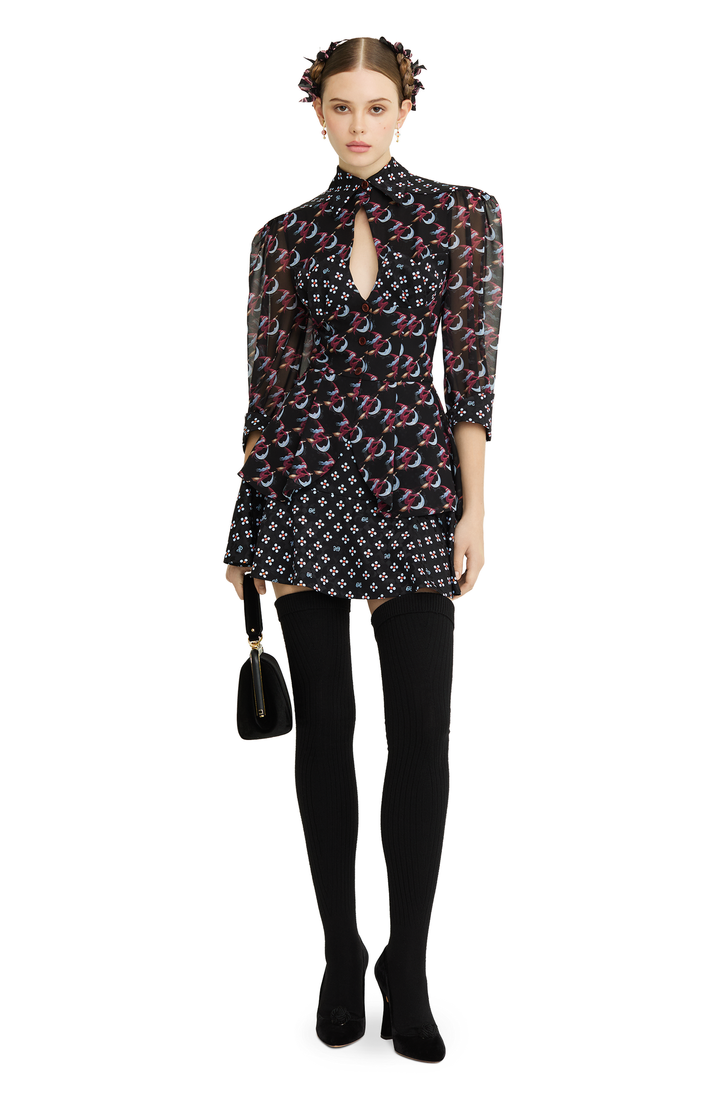 Mini skirt made of silk with a signature print