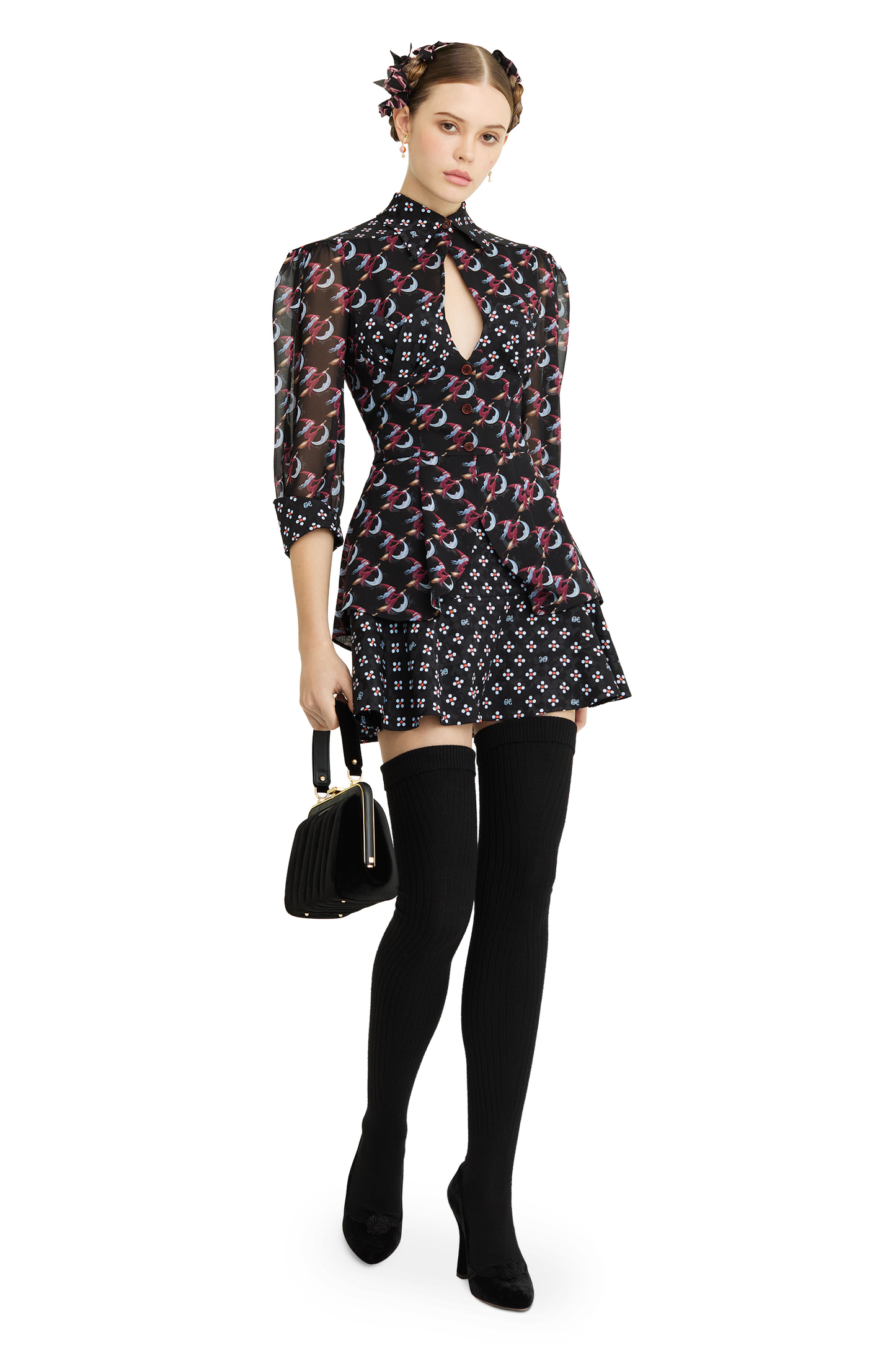 Mini skirt made of silk with a signature print