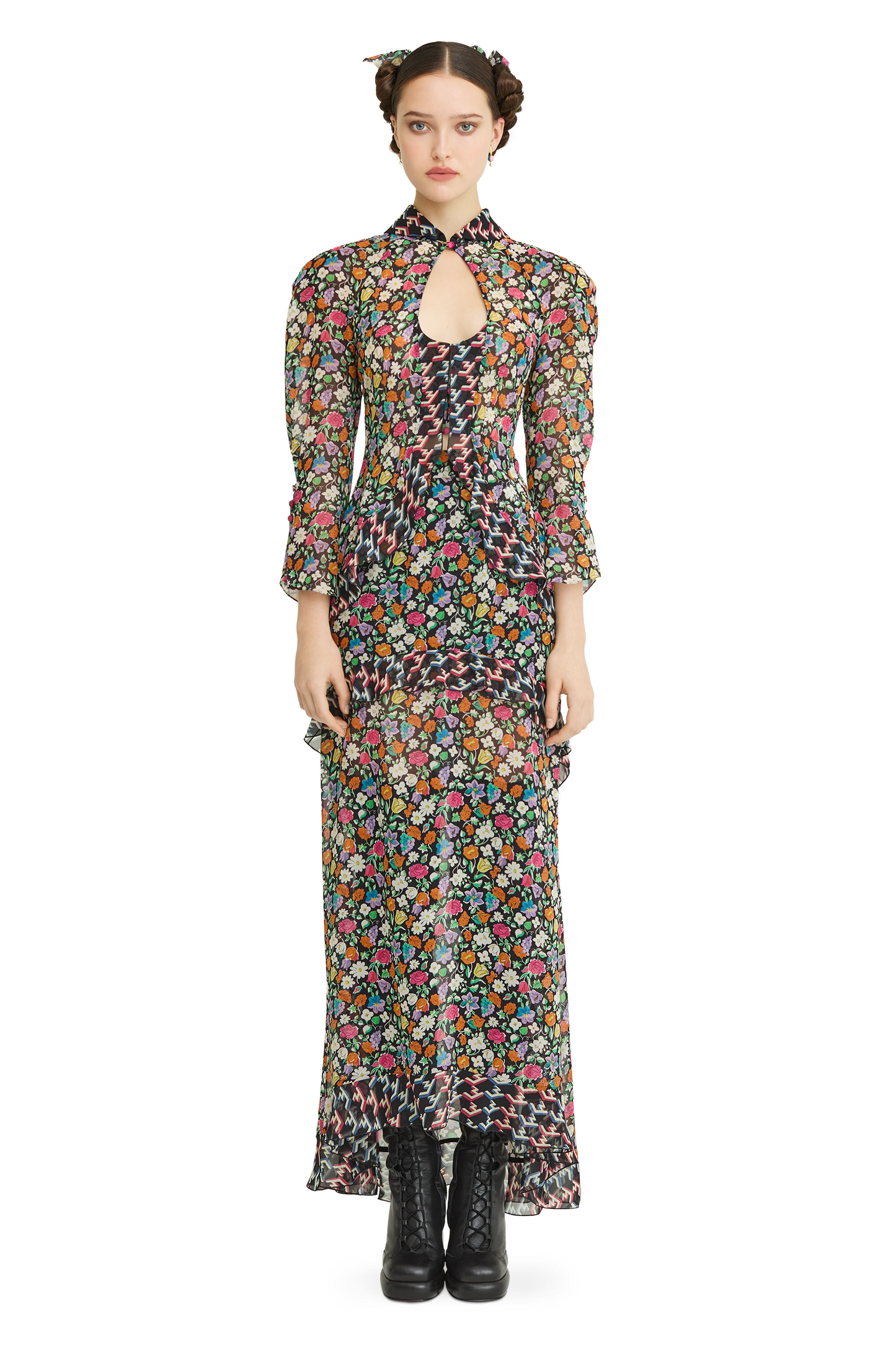 Silk midi skirt with a signature print