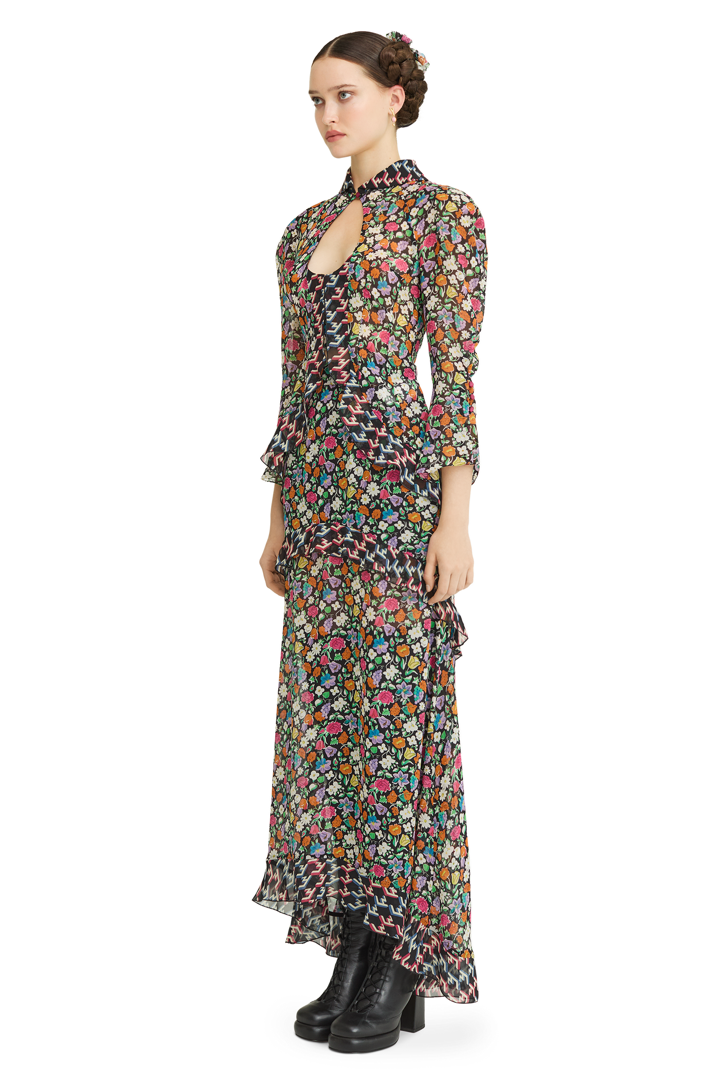 Silk midi skirt with a signature print