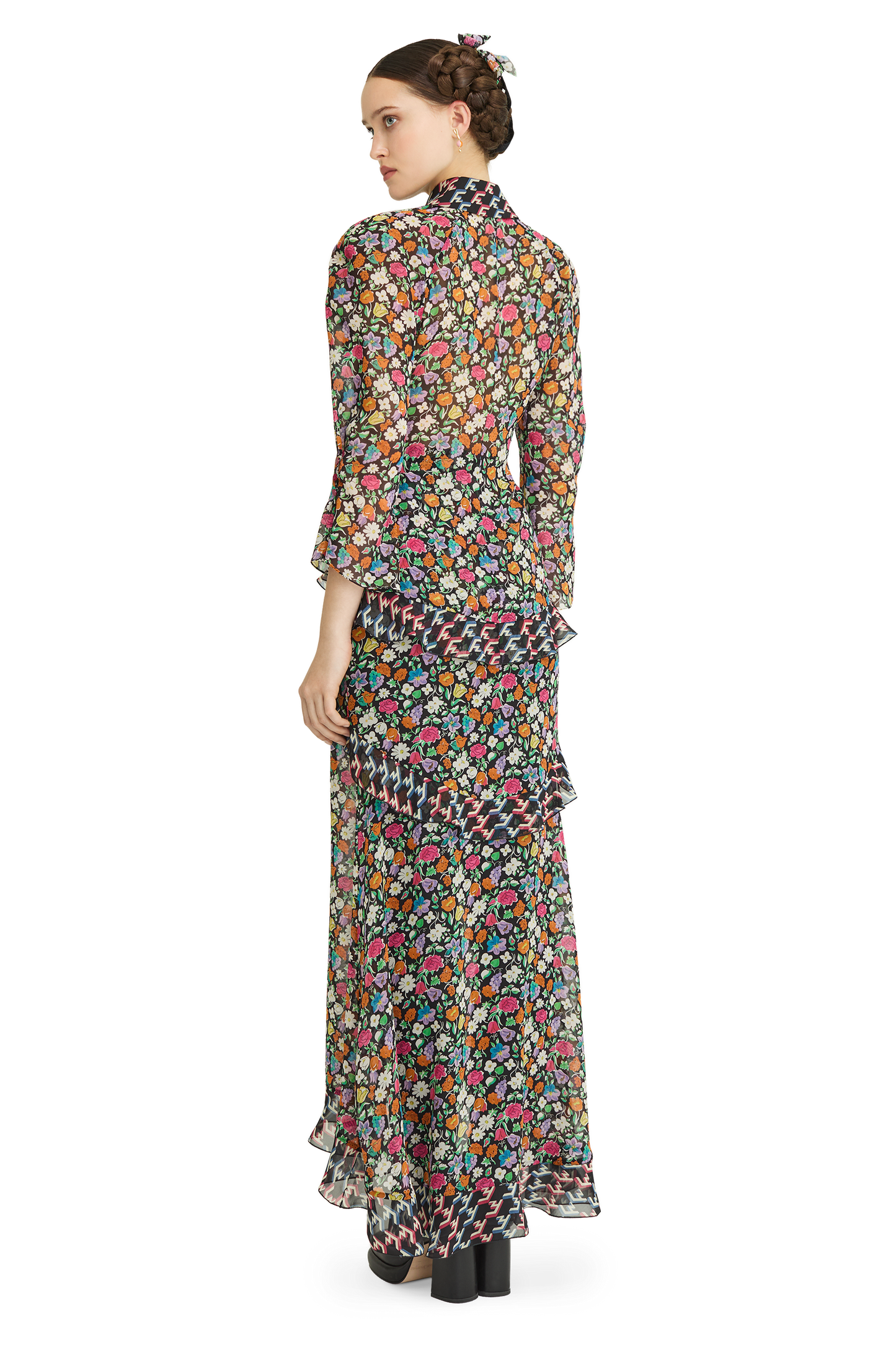 Silk midi skirt with a signature print