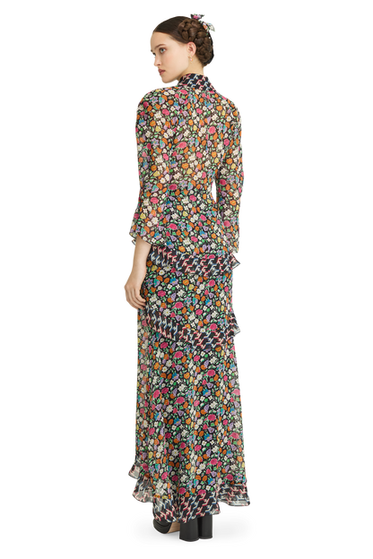 Silk midi skirt with a signature print