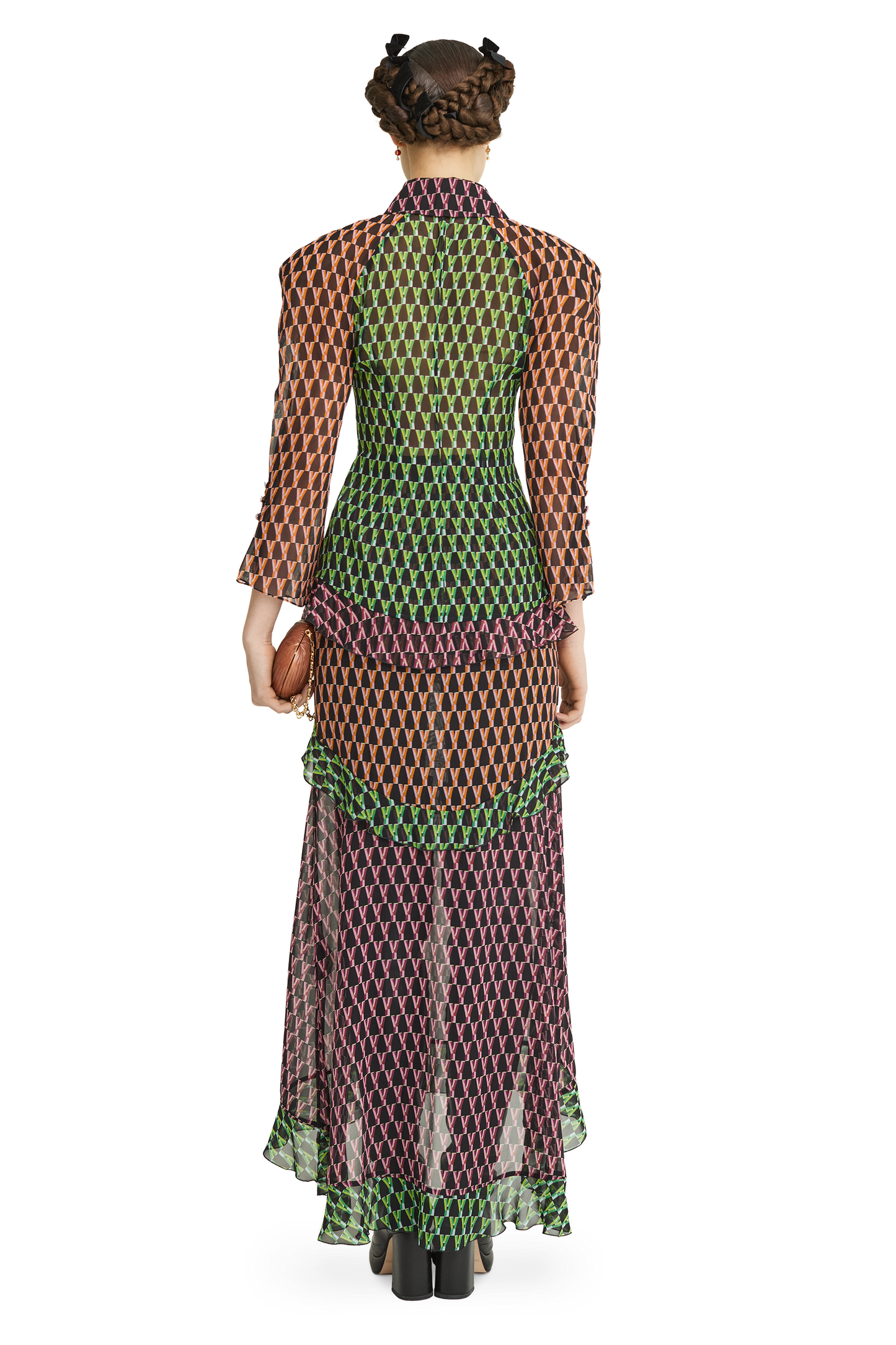 Silk midi skirt with a signature print