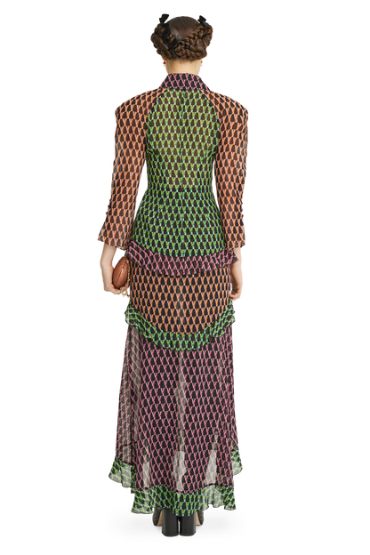 Silk midi skirt with a signature print