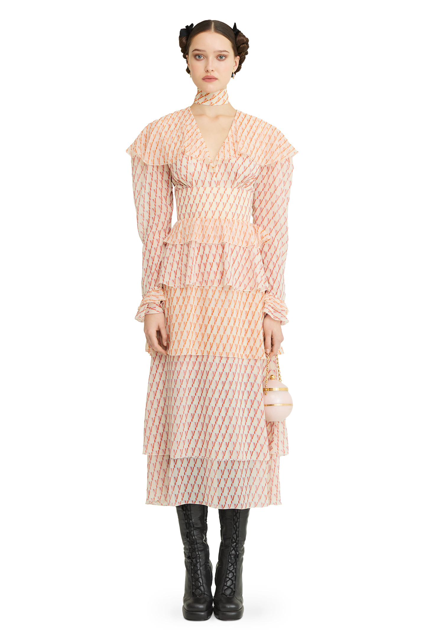 Silk chiffon dress with a signature print