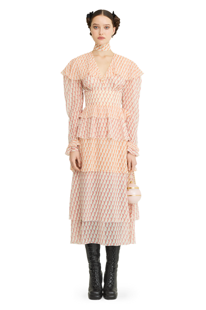 Silk chiffon dress with a signature print