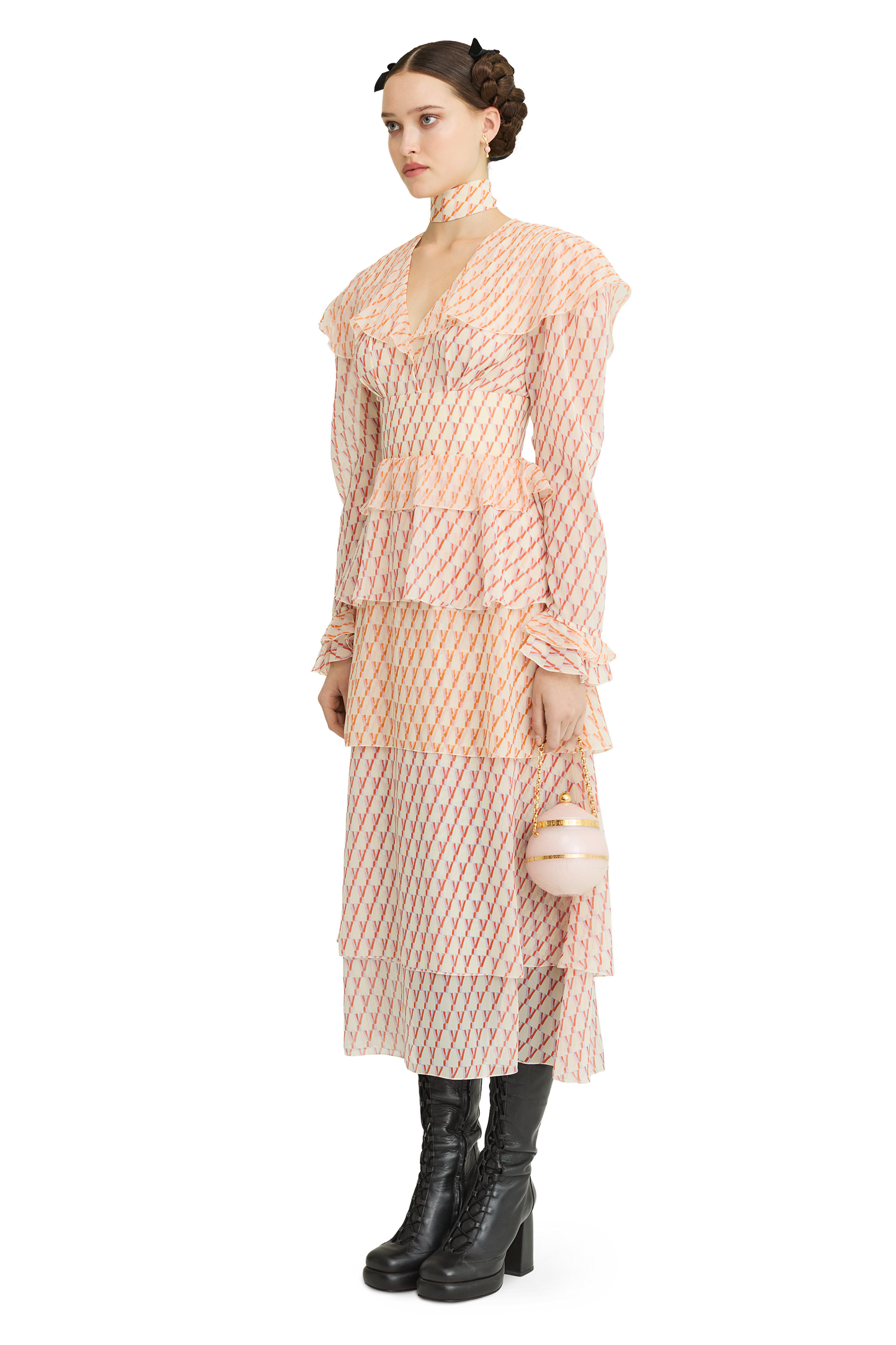 Silk chiffon dress with a signature print