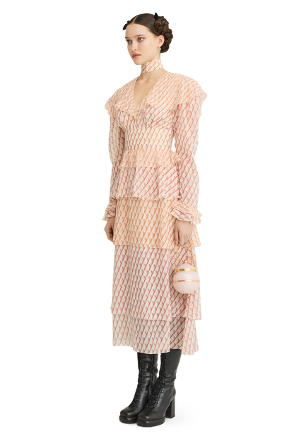 Silk chiffon dress with a signature print