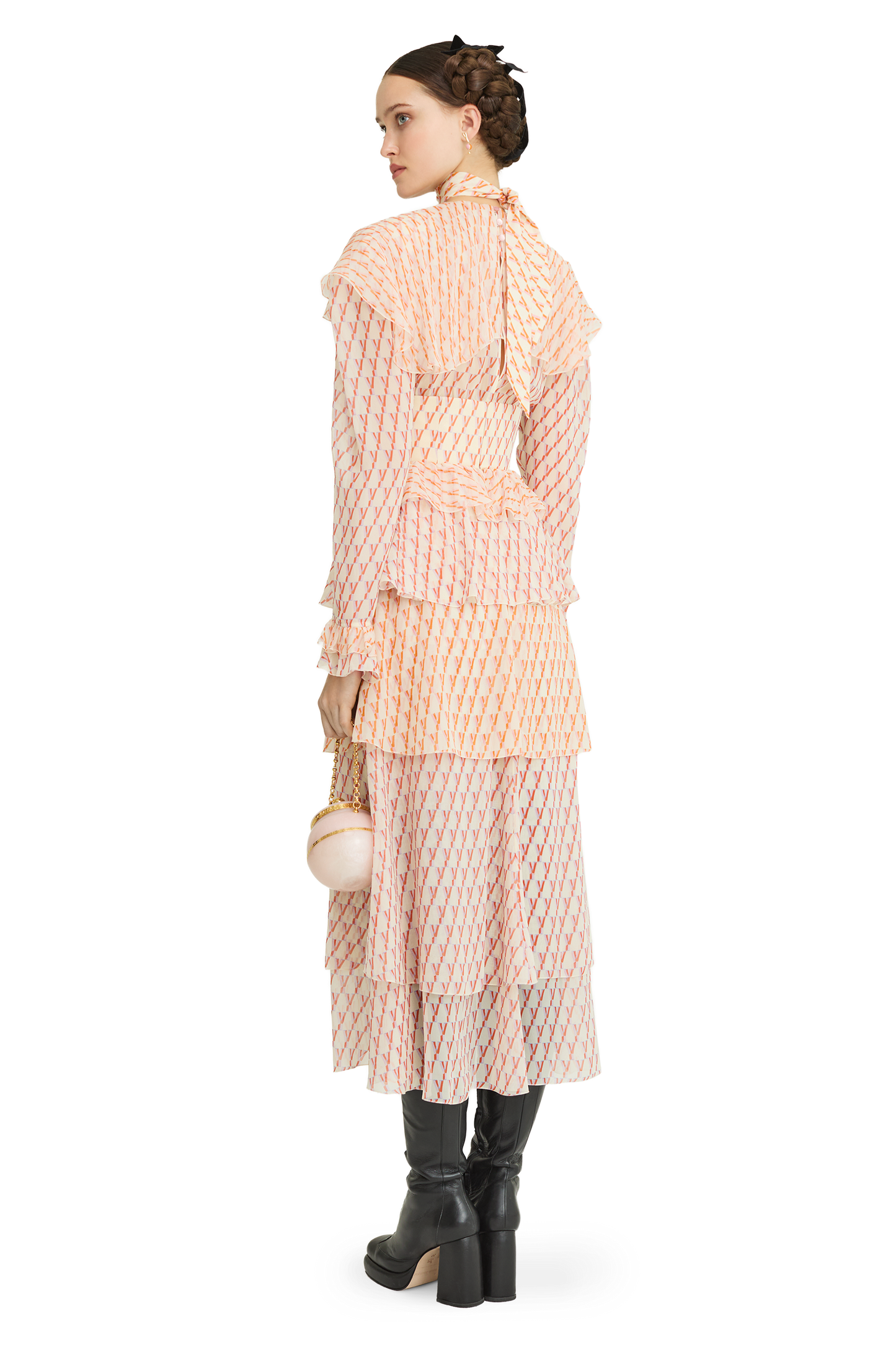 Silk chiffon dress with a signature print