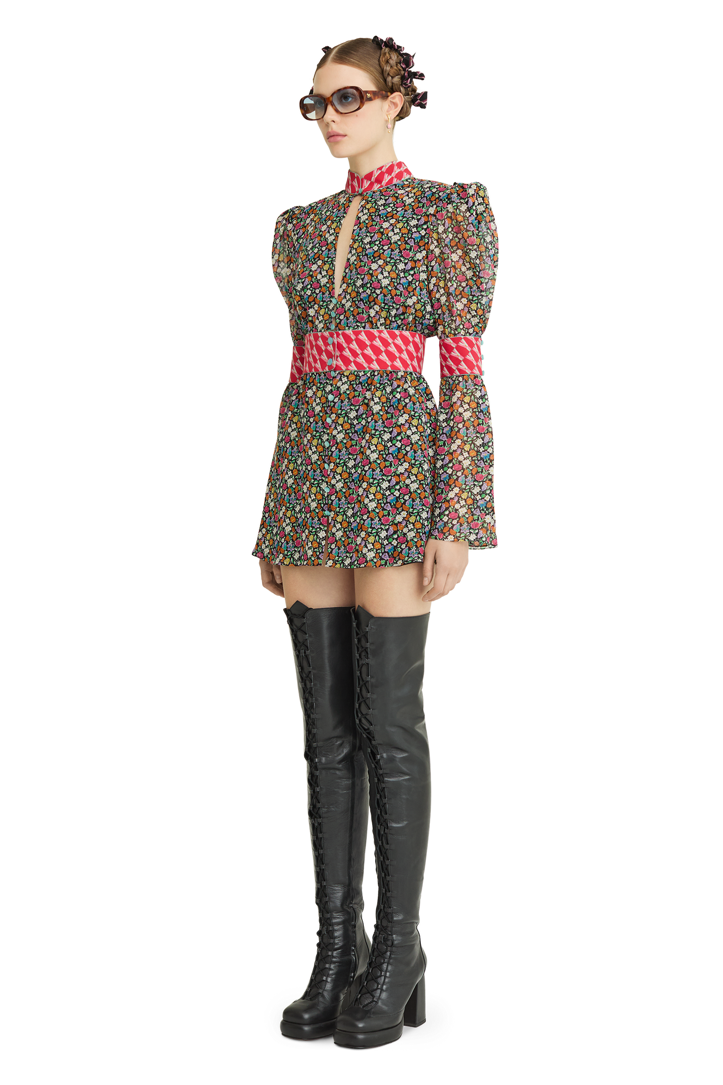 Silk chiffon dress with a signature print