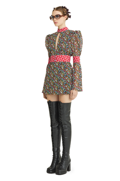 Silk chiffon dress with a signature print