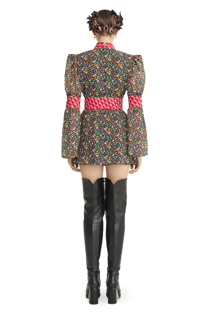 Silk chiffon dress with a signature print