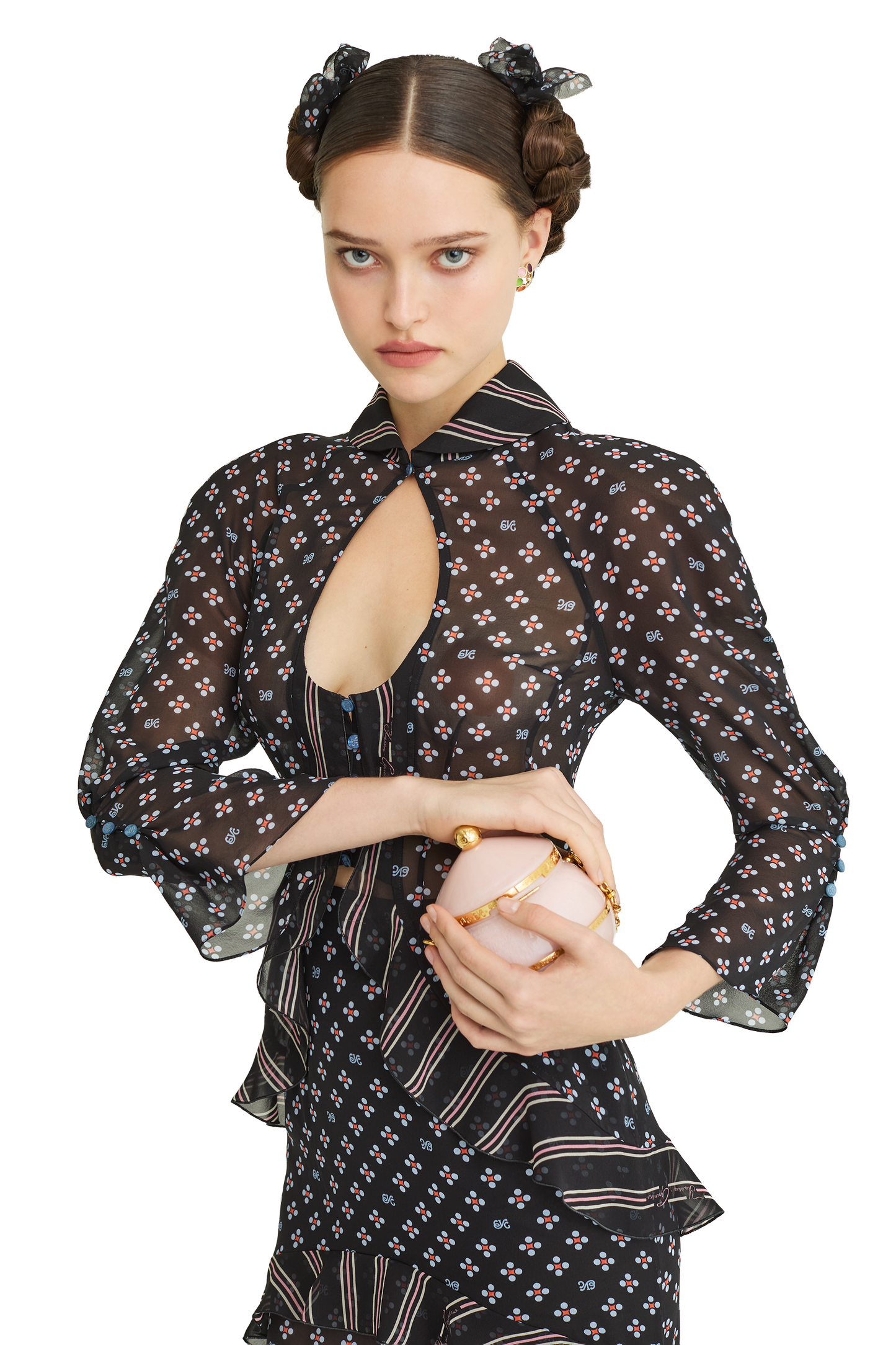 Silk blouse with a signature print