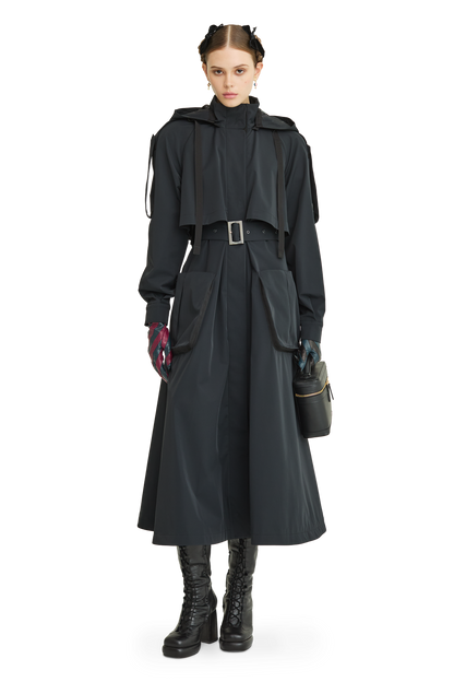 Trench coat with a hood