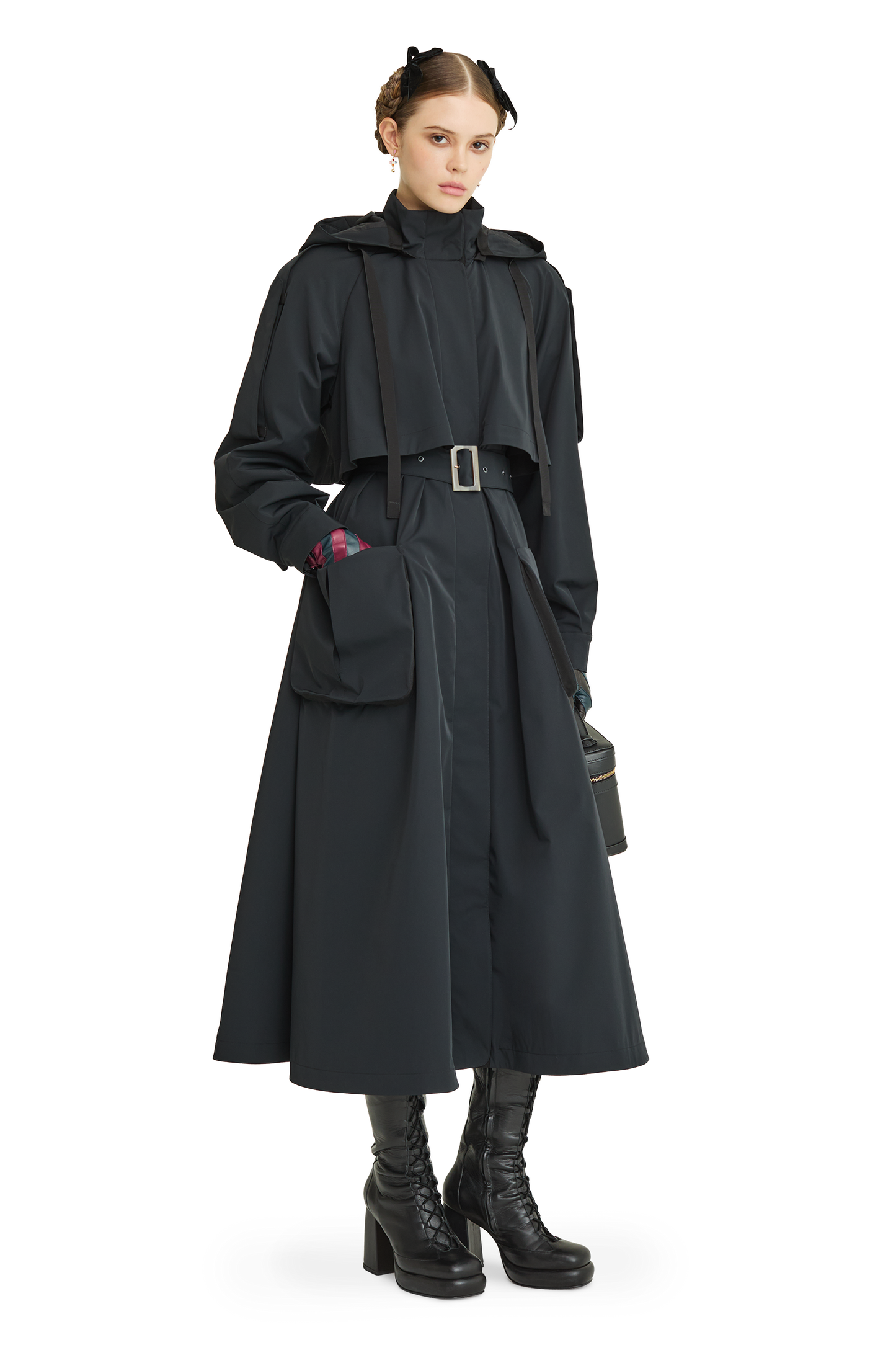 Trench coat with a hood