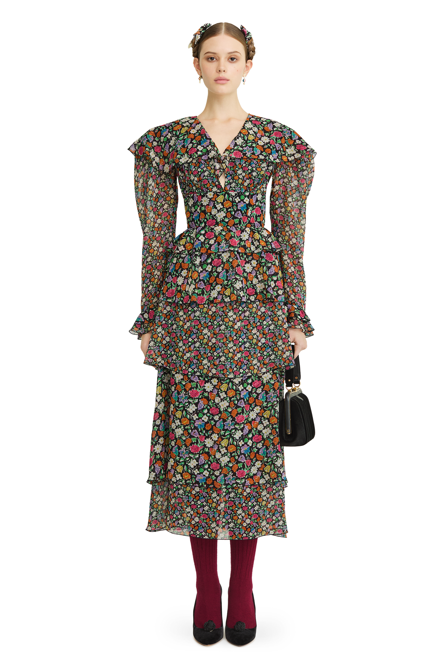 Silk chiffon dress with a signature print