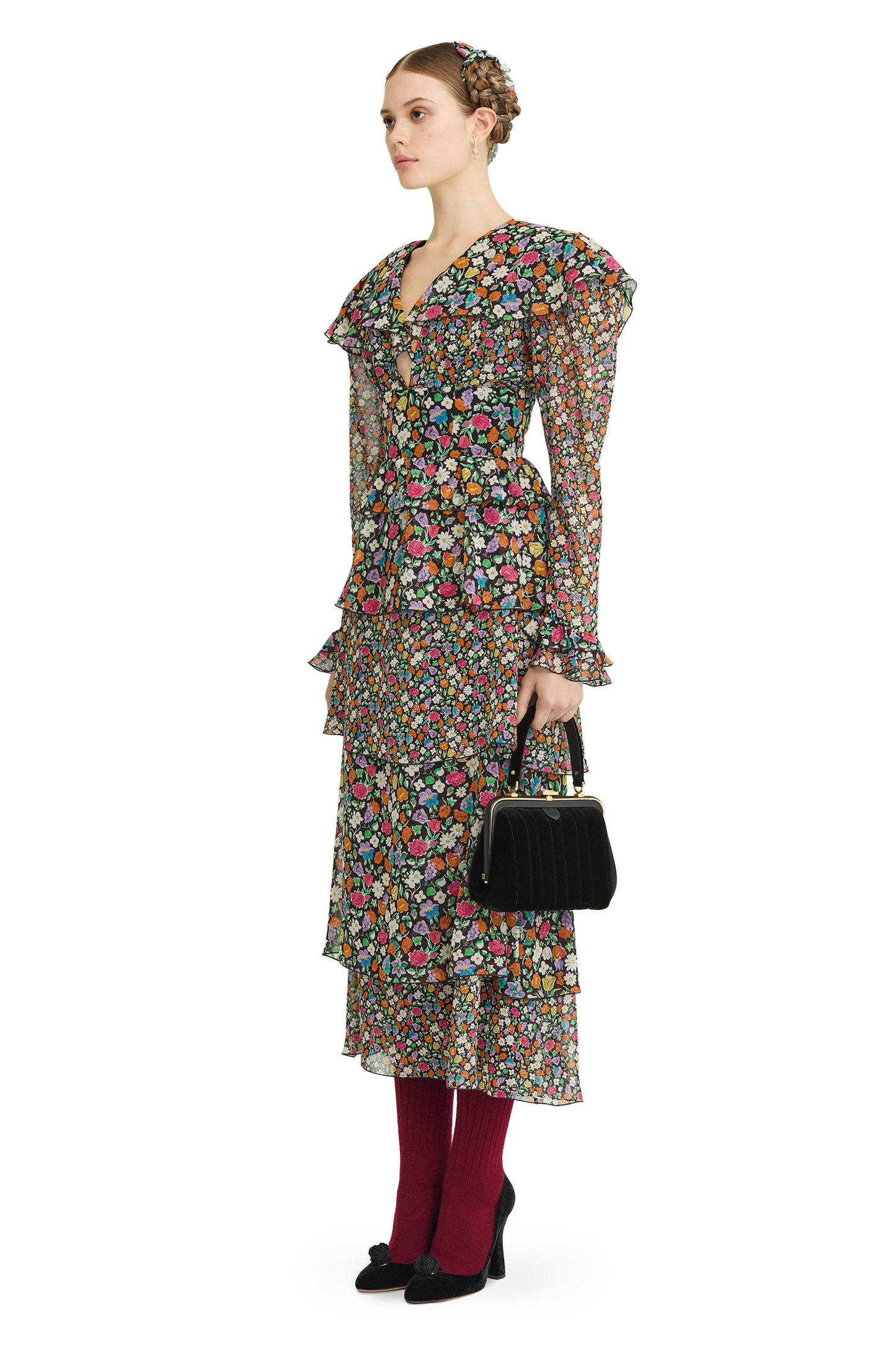 Silk chiffon dress with a signature print