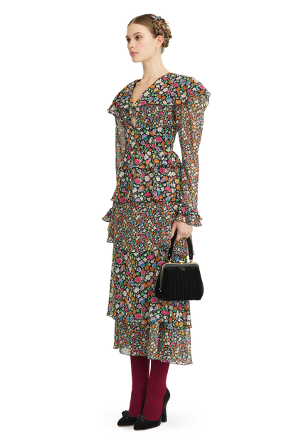 Silk chiffon dress with a signature print
