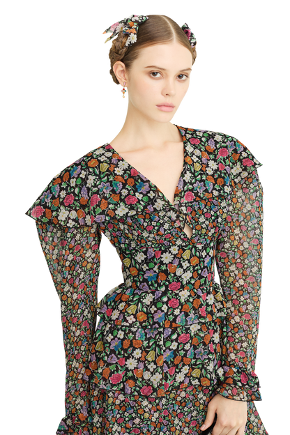 Silk chiffon dress with a signature print