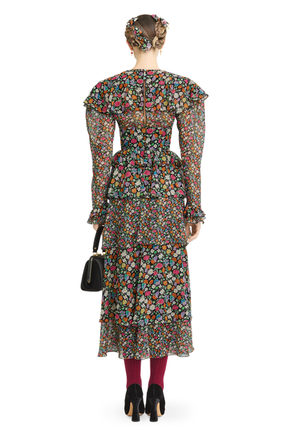 Silk chiffon dress with a signature print
