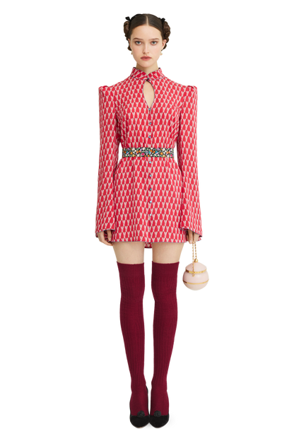 Silk georgette dress with a signature print