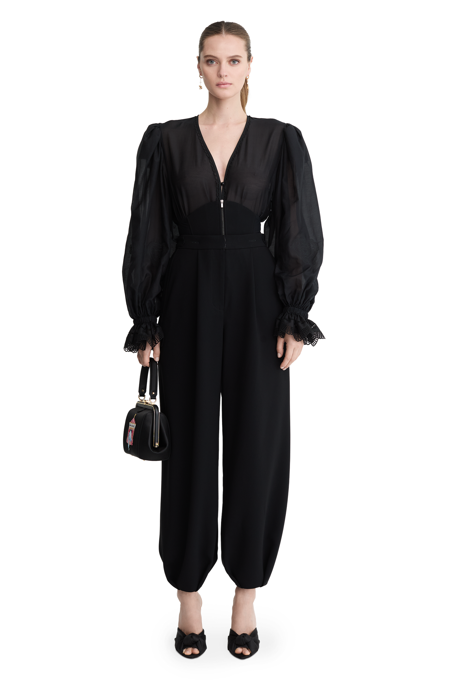 "Ira" satin and leather bag